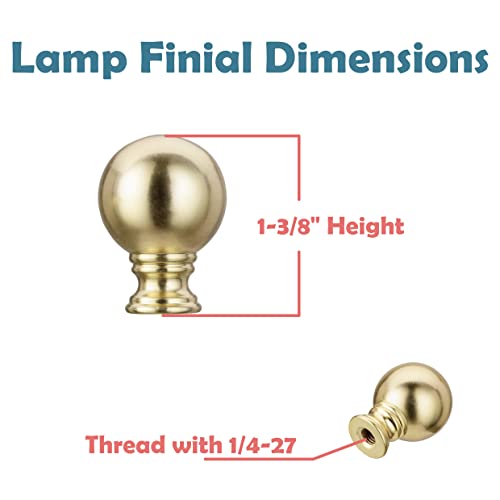 Image of Aspen Creative 24041-12, Ball Shape Finial for Lamp Shade, Steel in Brass Finish, 1-3 /8 inch Height, 2 Pack