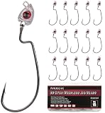 FINOSEAK Vivid Fish Eyes Swimbait Jig Heads for Fishing, 15Pcs Swing Bass Jigheads Lifelike Weedless Jig Heads for Ned Rig or Texas Rig...