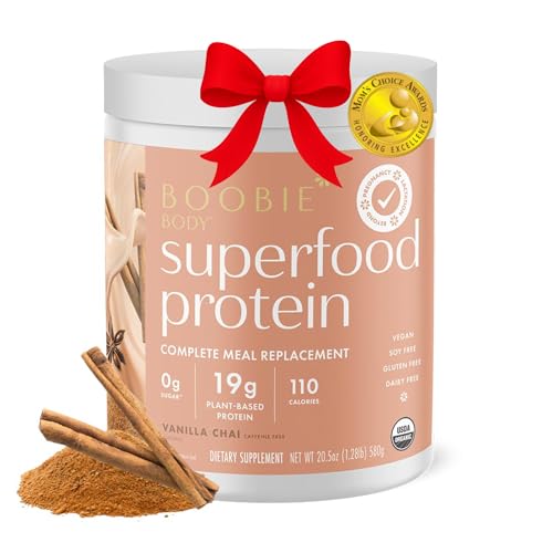 Boobie Body Superfood Protein Pregnancy and Postpartum Meal Replacement Shake, Vanilla Chai Flavor | 19g Protein | Safe for Lactation & Motherhood | Organic, Vegan, Zero Sugar, 1 Tub (20 Servings)