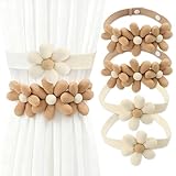 JNYUTEEN 4 Stück Blumen Vorhang Raffhalter, 2 Stile Raffhalter für Vorhänge Gardinenband, Verstellbar Boho Blumen Gardinenhalter Gardinen Seil für Wohnzimmer Schlafzimmer Deko