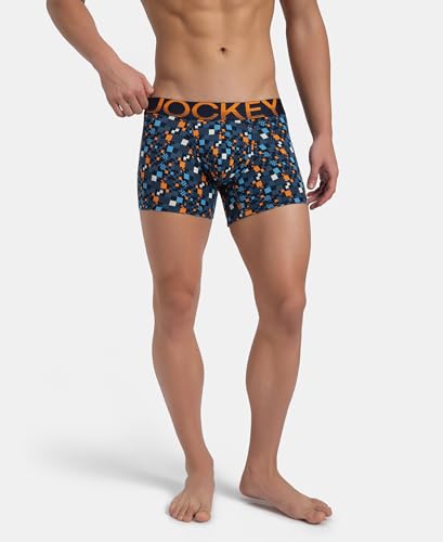 Image of Jockey FP23 Men's Super Combed Cotton Elastane Stretch Printed Trunk with Ultrasoft Waistband