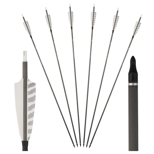 Toparchery 6er 31/32 Zoll Carbon Pfeile für Bogenschießen Bogenpfeile Jagdpfeile mit 4 Zoll Naturfedern Spine400 für Recurvebogen Compoundbogen (Schwarz & Weiß)