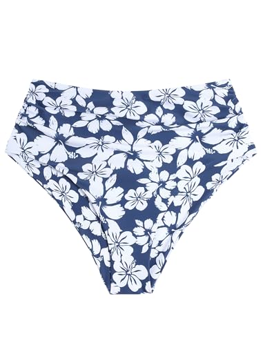 Image of ZAFUL Women High Waisted Bikini Bottoms Ruched Swimsuit Bottom Tummy Control Bathing Suit Bottoms