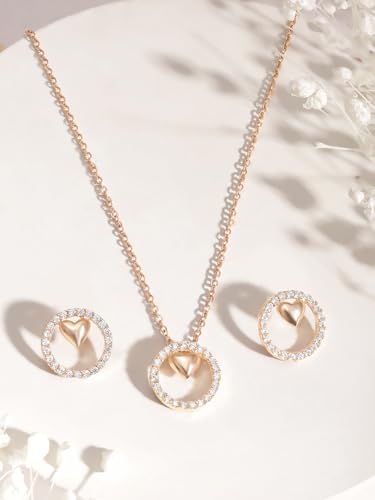 Image of Rubans Gold Plated Wedding Pendant Jewellery Set for Women