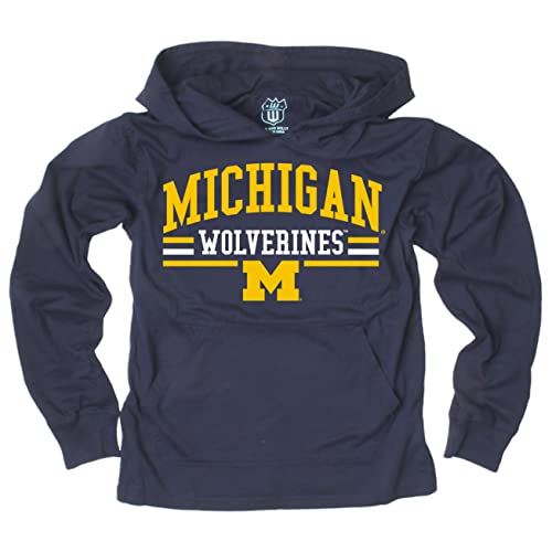 Wes and Willy Youth Boys College Team Long Sleeve Hooded T-Shirt (Michigan Wolverines, Blue, Large)