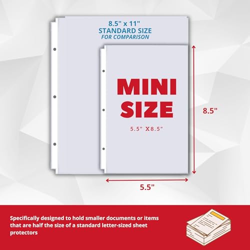 Mini Sheet Protectors 50 Pack, 5.5 x 8.5, Heavyweight for 3 Ring Binder - Image 2