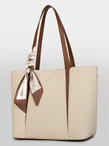 Image of ITTI Capri Tote for Women | Lightweight Three-Compartment Tote Bag with Elegant Scarf Design | Large Capacity Work & Daily Use Bag