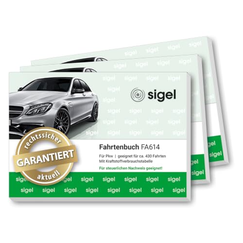 SIGEL T1179 Fahrtenbücher für PKW, 3er Set (3xFA614: A6 quer...