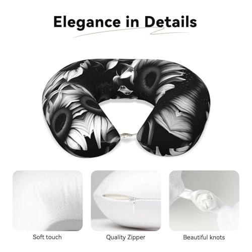 Almohada de viaje con diseño en negro y blanco miniatura 4