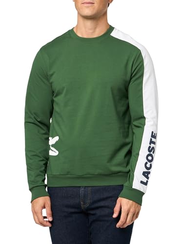 Lacoste Men's Big Croc Loungewear Sweatshirt, Green, Navy Blue, & White, Large