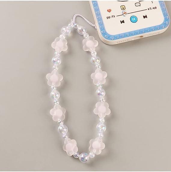 Miniatura 3 de tenghong2021 Correa de cadena bohemia con cuentas para teléfono, llavero de mariposa, flor y perla para teléfono para mujeres y niñas