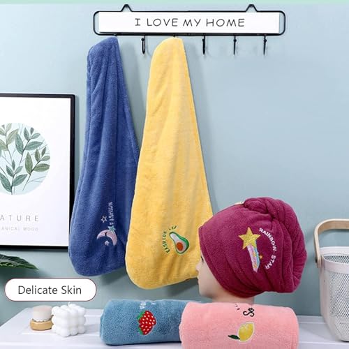 Image of DIVYAM Microfiber Hair Towel Wrap for Women | Quick-Dry Soft Hair Drying Cap with Elastic Loop | Lightweight Magic Head Wrap for Long, Curly & Wet Hair (Multicolor, Set of 2)