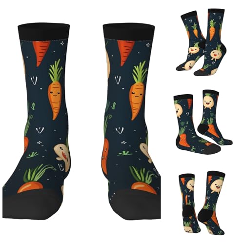 LZQPOEAS Happy carrot Athletic Socks Unisex Cushioned Crew Socks Hiking Running Calf Sock Soft Above Ankle Sock