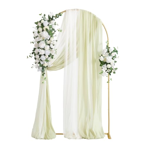 Ling's Moment Wedding Arch Backdrop Stand with Flowers - 7.2FT Me...