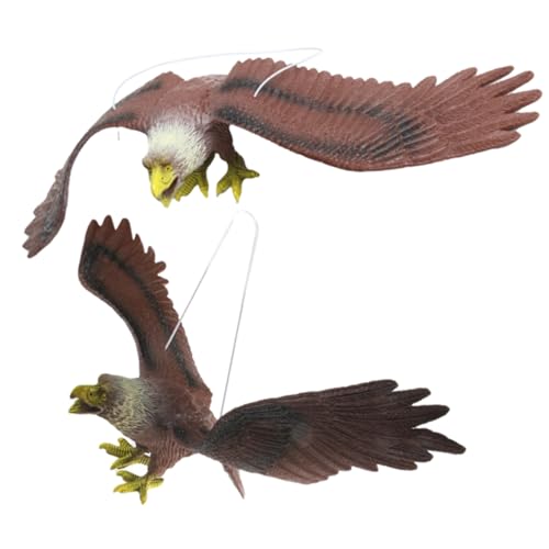 YARNOW 2個 現実的な鳥よけ グッズフィギュア 鳥を怖がらせる ワシの鳥の抑止力 狩猟用おとり シミュレーション鳥の彫刻 庭の鷹のデコイ イーグルヤードアート 鳥類駆除 飛んでいる鳥の装飾