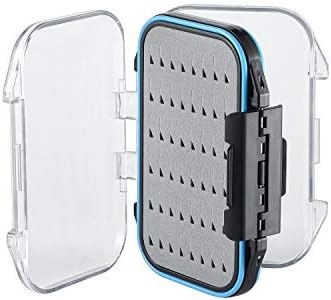 Gonex Fly Boxes for Fly Fishing Jig Boxes Two-Sided Waterproof Lightweight Fly Fishing Box Easy Grip Transparent Lid Fly Fishing Lures Box, 4.1"x 3.0"x 1.2", Grey