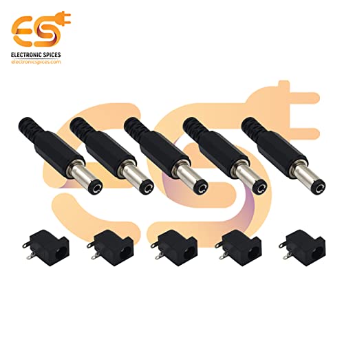 Image of Electronic Spices Male Plug and Female Jack 3 Pin PCB Panel Mount Dc Power Connector Pack of 5 Pair