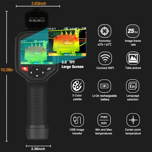Image of Thermal Imaging Camera 256x192 IR Resolution Handheld Infrared WiFi Thermal Camera 3.5 inch Screen with Analysis Software, Thermal Camera Home Inspection,Thermal viewer,Thermal Vision