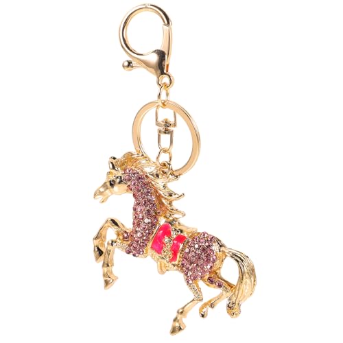 Uonlytech Llavero Colgante de Caballo Rosa para Bolso Llavero de Animal Decorativo de Metal Accesorio Compacto y Portátil para Mujer Obsequio Adecuado para Amantes Hípica