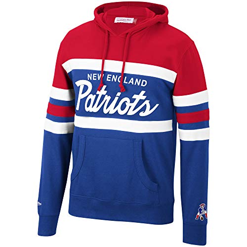 Mitchell & Ness Mens Head Coach Pullover Sweatshirt Hoodie New England Patriots, Red, X-Large - Image 2