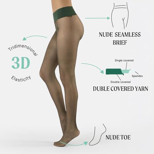 Image of CALZITALY Seamless Sheer Tights, Comfortable Waistband, 15 Denier Pantyhose Multi Colors Made in Italy