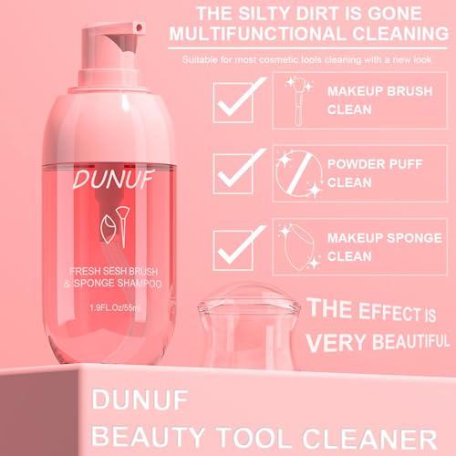 Kit de limpieza de brochas de maquillaje, limpiador de brochas de maquillaje con caja de esponja, elimina colores de sombras, colores cosméticos diarios, secado rápido. (55ml) - imagen 3