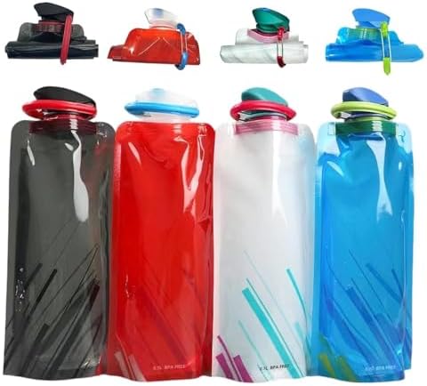 4 Pack Collapsible Water Bottles for Travel – 24oz Foldable Water...
