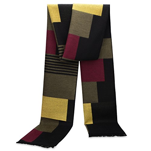 SNUG Star - Bufanda de invierno para hombre, diseño de cuadros Amarillo y negro. 90