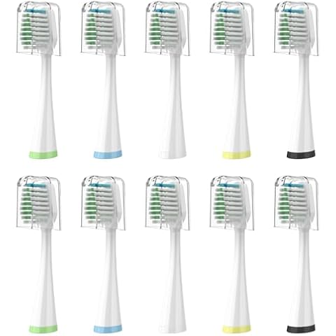 Replacement Brush Heads for Smile Bright Platinum Sonic Electric Toothbrush, Soft Bristles, 10-Pack, with Covers Cover
