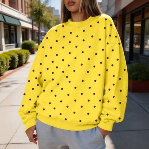 Jielayou Polka Dot Sweatshirts for Women Fleece Oversized Fashion Pullover - image 2