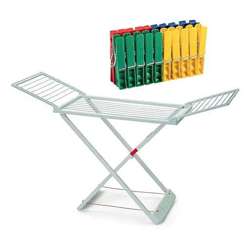 ForenTex Tendederos Plegables con alas, Hecho de Resina, Superficie de tendido 20 m, con Bloqueo de Seguridad, Resistente al...