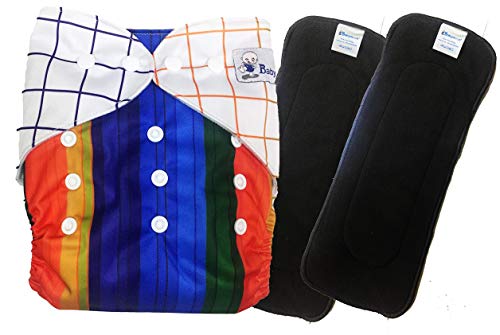 Image of Babymoon (Set of 3-1 Cloth Diaper with 2 5Layesr Bamboo Insert) Premium Adjustable Reusable Washable Cloth Diaper for Baby