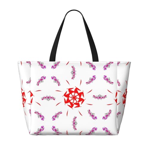 Large Capacity Beach Bag Women Print Tote Bag Waterproof Beach Bag Reusable Travel BagSpinning flowers2