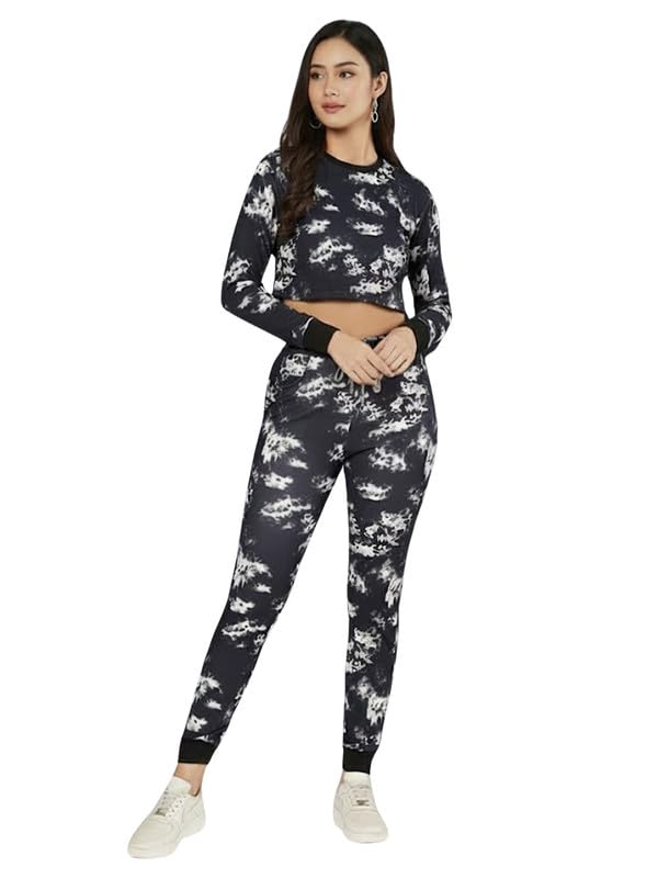 dtr fashion Women's Black Cotton Blend Tie Die Tracksuit | Co-ord Set For Women|Track Suit Set For Women-picture-46