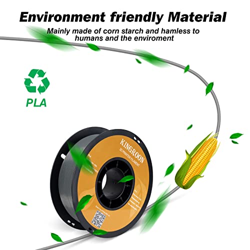 Image of Kingroon PLA 3D Printer Filament, Dimensional Accuracy + /- 0.02 mm, 1 kg Spool(2.2lbs), 1.75 mm,Grey