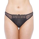 Doublé brodé sur le devant Passionata String en Dentelle – Jolie Parisienne Noir - Small
