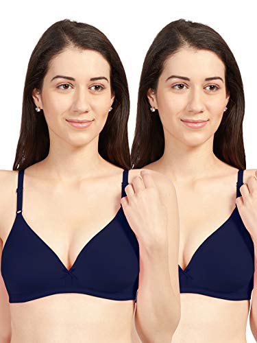 Image of SONARI Omania Womens Non-Padded Cotton Polyester Bras - Solid, Non-Wired, Medium Coverage, Hand Washable (Pack of 2)