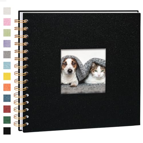 Vienrose Album Fotografico in Lino, 20,5 x 20,5 cm Libro dei Ricordi con 40 Pagine Bianche Fai Da Te per Viaggi Famiglia Matrimonio Natale, Nero