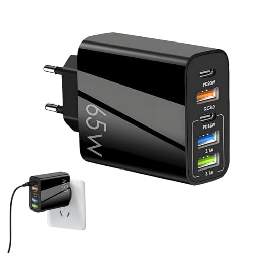 tiyiyok Caricatore USB C 65W 5 porte USB Multiple Presa