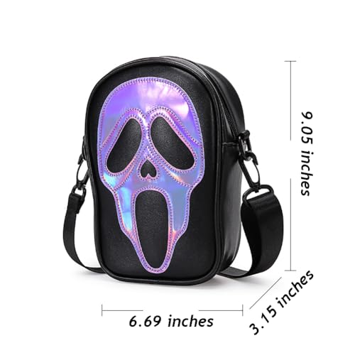 Halloween Scream Ghost Skeleton Shoulder Bag,Gothic Grimace Crossbody Bag, Spooky Skull Trick Or Treat Phone Purse2