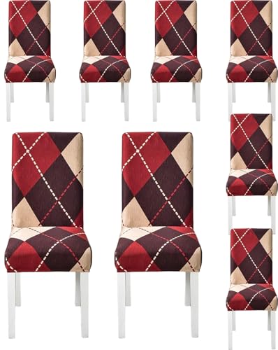 Image of Styleys Chair Covers for Dining Room, Stretch Dining Chair Cover, Washable Spandex Kitchen Chair Slipcovers (Set of 8, Rose Blanket Pattern, SD3224)