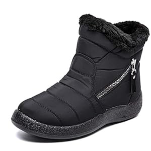 Vrouwen snowboots Winter Warm Pluche laarsjes waterdicht buiten Bont Gevoerde enkellaarsjes Schoenen,Black,35
