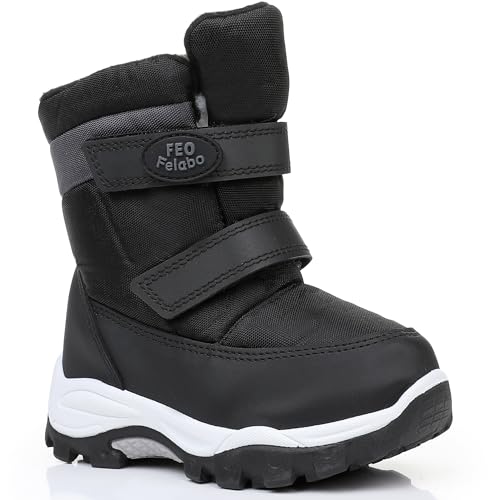 Felabo Toddler Snow Boots for Boys Girls Water Resistant Warm Winter Boots with Non Slip Sole Easy On Side Zipper Closure (Toddler/Little Kid)