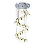 Moderno lampadario a spirale in cristallo con luci a sospensione a grappolo G4 e cristalli K9 a goccia di pioggia, plafoniera per hotel, soggiorno, casa, bar, argento, 55,9 cm