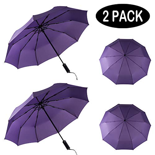 Image of PFFY Compact Travel Umbrella Windproof Collapsible 10 Ribs Auto Open & Close Folding Small Umbrella