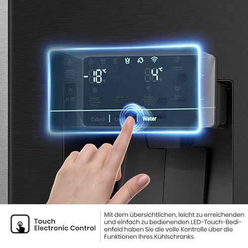 Hisense RS818N4TFE Side-by-Side Kühl-Gefrierkombination /179 cm/Inverter Kompressor/Total NoFrost/Multi Air Flow/Wasserspender mit Wassertank/Kühlteil 417 l/Gefrierteil 215 l/schwarz