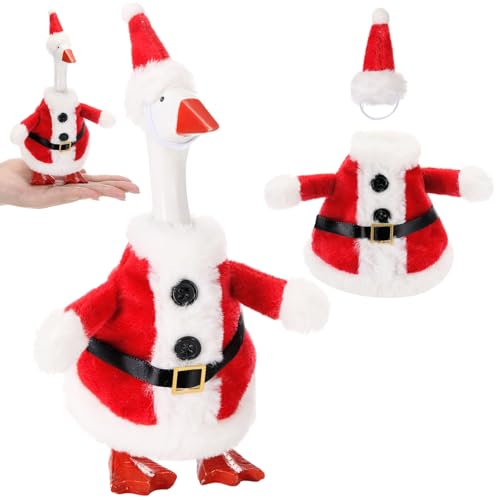 Abbylike Winter Mini Desk Goose Outfit 7 Inch Magnetic Silly Goose Statue Holiday Decor Gifts for Winter Christmas Holiday Magnetic Duck Statue Table Desk Key Holder Decor(Red White Style)