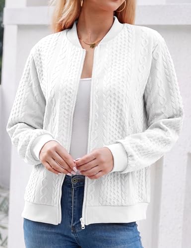 Image of Larmliss Women's Zip Up Cardigan Sweater Hoodies Long Sleeve Jacket Crewneck Casual Outerwear Spring Fall Trendy Coat Outfits