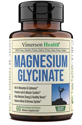 Magnesium Glycinate 200 mg Supplement for Stress Relief, Calmness & Relaxation. Healthy Sleep, Mental Clarity and Rested Muscles, Heart Health. Chelated Magnesium for Better Absorption 60 Capsules