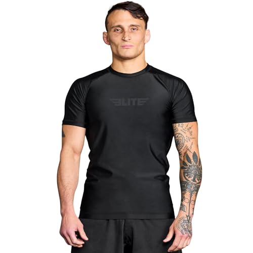 Elite Sports Jiu Jitsu BJJ Rash Guards, Men’s BJJ, No GI, MMA Ranked Short Sleeve Compression Base Layer Rash Guard - Main Image